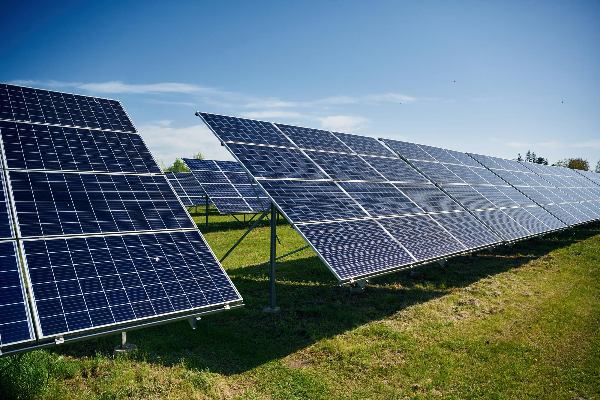 Ground solar energy system installation on a corporate building in Los Angeles California